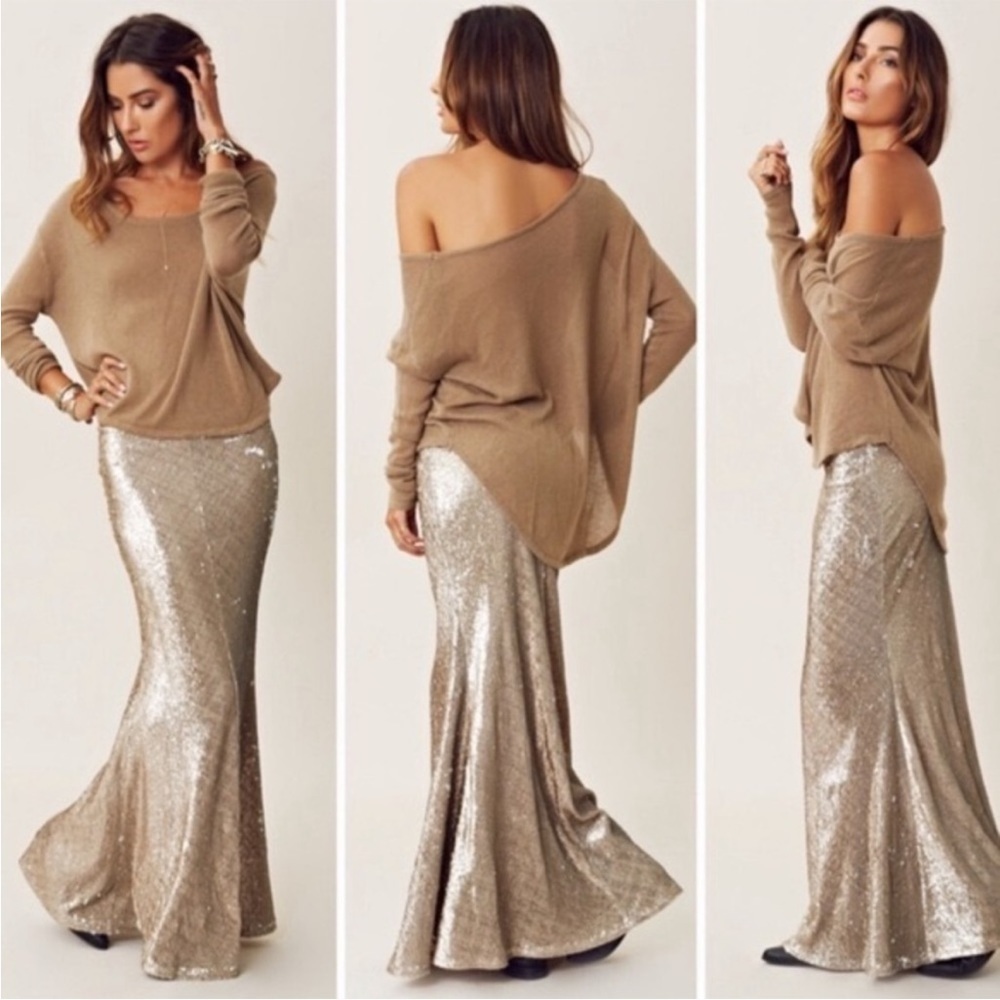 Line & Dot Sequin Maxi Skirt Size XS